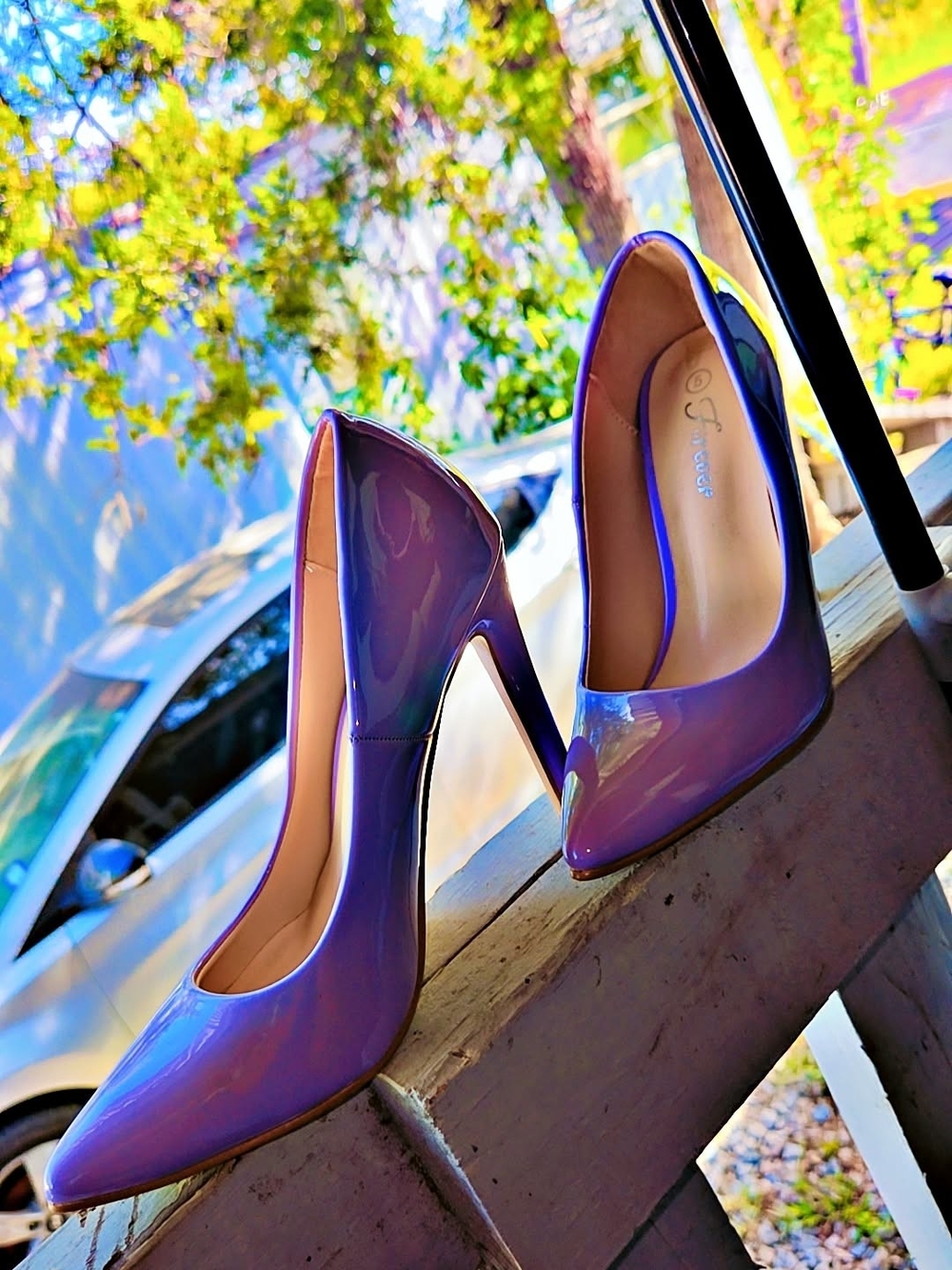 Purple Patent Pointed-Toe Stiletto Pumps